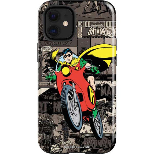 DC Comics Robin Vintage Action pose pattern iPhone 12 Mini Impact Case