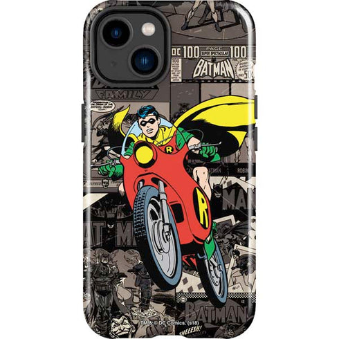 DC Comics Robin Vintage Action pose pattern iPhone 15 Plus Impact Case