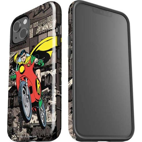 DC Comics Robin Vintage Action pose pattern iPhone 15 Plus Impact Case