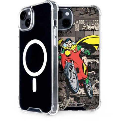 DC Comics Robin Vintage Action pose pattern iPhone 15 MagSafe Case