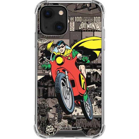 DC Comics Robin Vintage Action pose pattern iPhone 14 Plus Clear Case