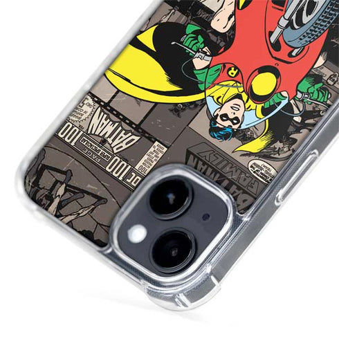 DC Comics Robin Vintage Action pose pattern iPhone 15 Plus MagSafe Case