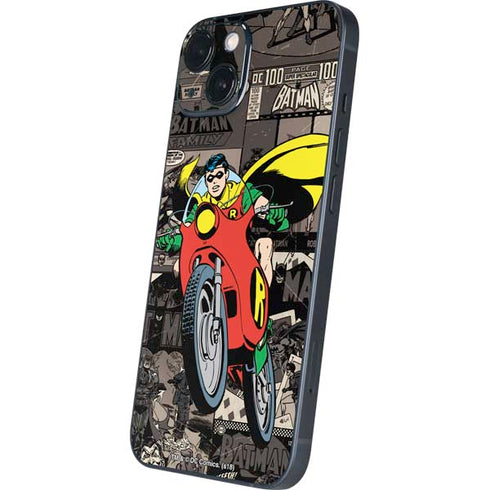 DC Comics Robin Vintage Action pose pattern iPhone 15 Plus Skin