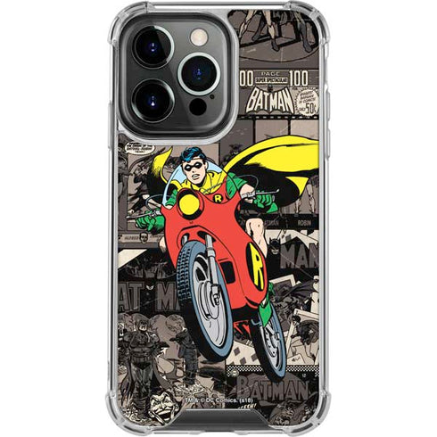 DC Comics Robin Vintage Action pose pattern iPhone 15 Pro Clear Case