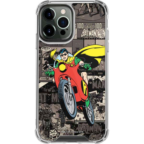 DC Comics Robin Vintage Action pose pattern iPhone 14 Pro Max Clear Case