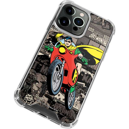 DC Comics Robin Vintage Action pose pattern iPhone 15 Pro Max Clear Case