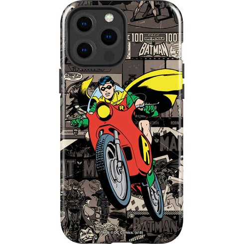 DC Comics Robin Vintage Action pose pattern iPhone 15 Pro Max Impact Case