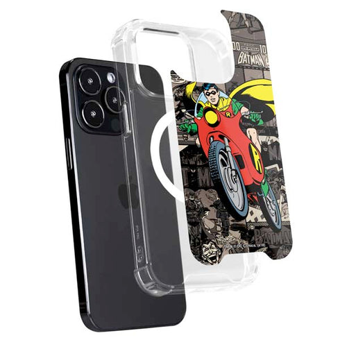 DC Comics Robin Vintage Action pose pattern iPhone 15 Pro Max MagSafe Case