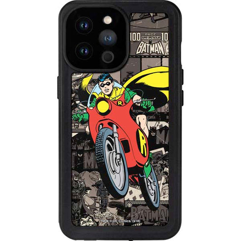 DC Comics Robin Vintage Action pose pattern iPhone 14 Pro Max Waterproof Case