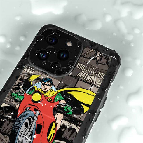 DC Comics Robin Vintage Action pose pattern iPhone 14 Pro Max Waterproof Case