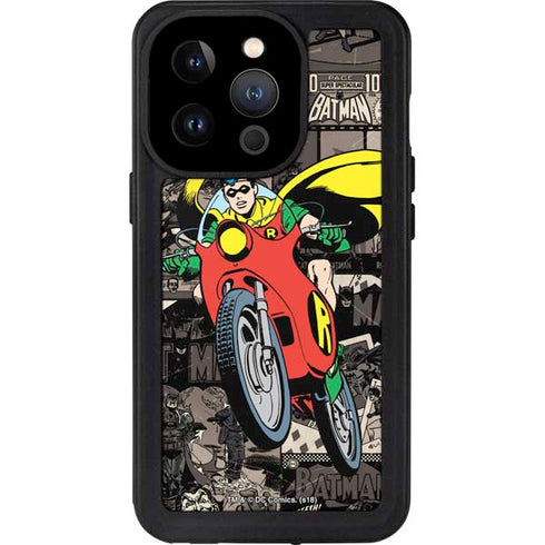 DC Comics Robin Vintage Action pose pattern iPhone 14 Pro Waterproof Case