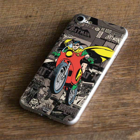DC Comics Robin Vintage Action pose pattern iPhone 8 Skin