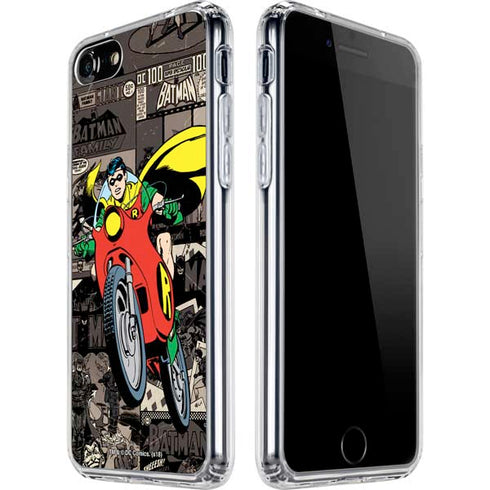 DC Comics Robin Vintage Action pose pattern iPhone SE (2nd & 3rd Gen) Clear Case