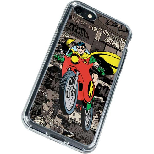 DC Comics Robin Vintage Action pose pattern iPhone SE (2nd & 3rd Gen) Clear Case