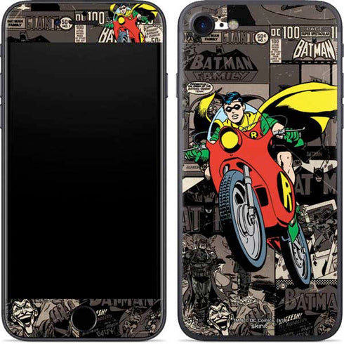 DC Comics Robin Vintage Action pose pattern iPhone SE (2nd & 3rd Gen) Skin