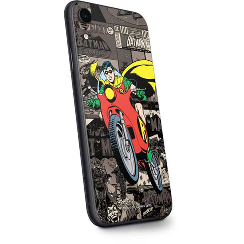 DC Comics Robin Vintage Action pose pattern iPhone XR Skin