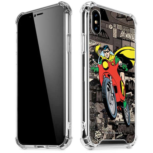 DC Comics Robin Vintage Action pose pattern iPhone XS Max Clear Case