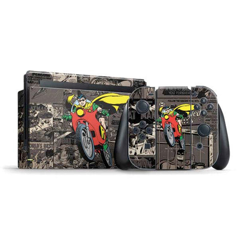 DC Comics Robin Vintage Action pose pattern Nintendo Switch Bundle Skin