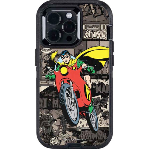 DC Comics Robin Vintage Action pose pattern Otterbox Defender iPhone Skin