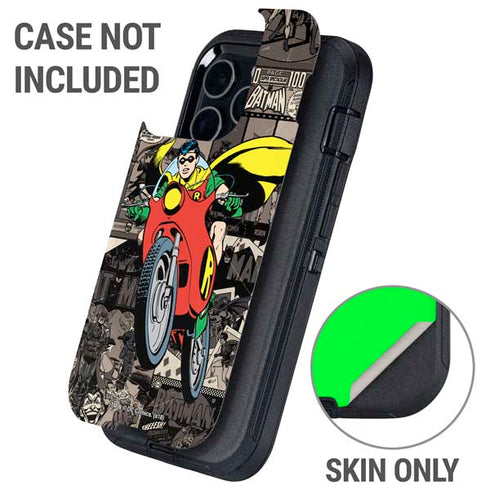 DC Comics Robin Vintage Action pose pattern Otterbox Defender iPhone Skin