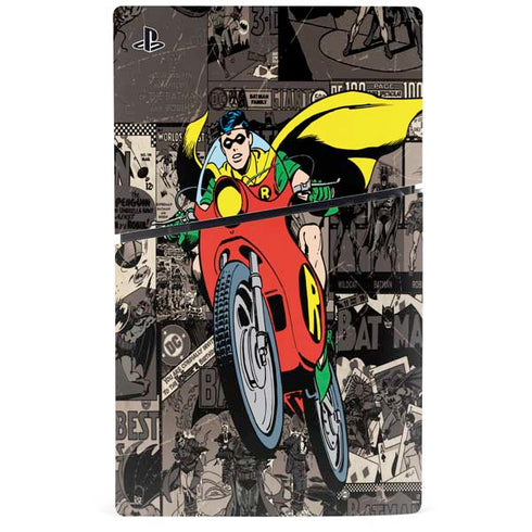 DC Comics Robin Vintage Action pose pattern PS5 Slim Digital Edition Bundle Skin