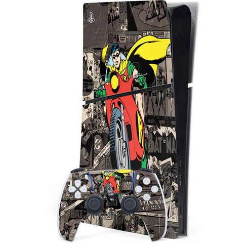 DC Comics Robin Vintage Action pose pattern PS5 Slim Digital Edition Console Skin