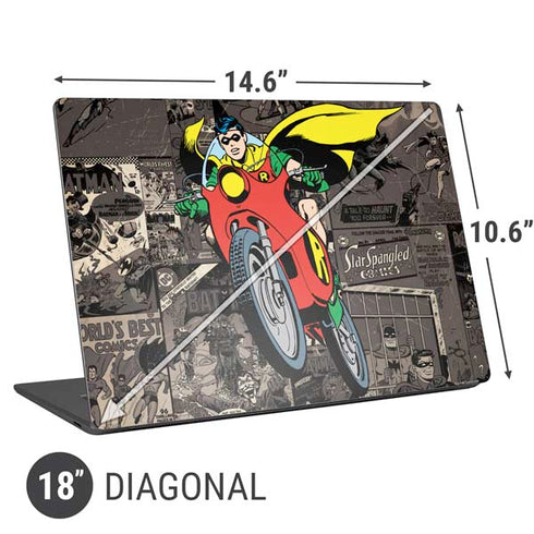 DC Comics Robin Vintage Action pose pattern Universal Laptop 18in (14.6 x 10.6in) Skin