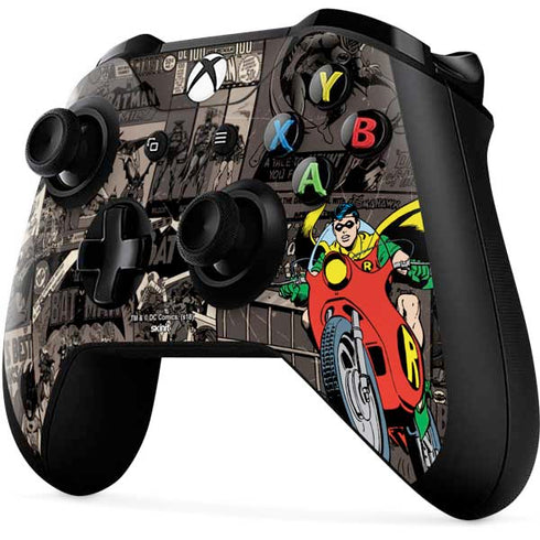 DC Comics Robin Vintage Action pose pattern Xbox One X Controller Skin