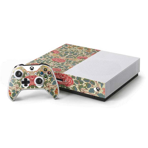 William Morris Rose Xbox One S Console and Controller Bundle Skin
