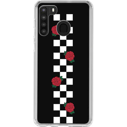 Rose Checkerboard Galaxy A21 Clear Case