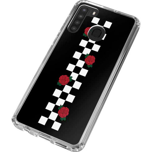 Rose Checkerboard Galaxy A21 Clear Case