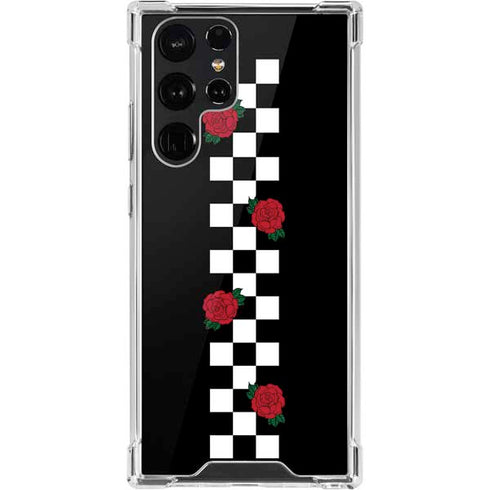 Rose Checkerboard Galaxy S22 Ultra Clear Case