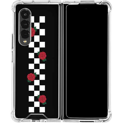 Rose Checkerboard Galaxy Z Fold4 5G Clear Case