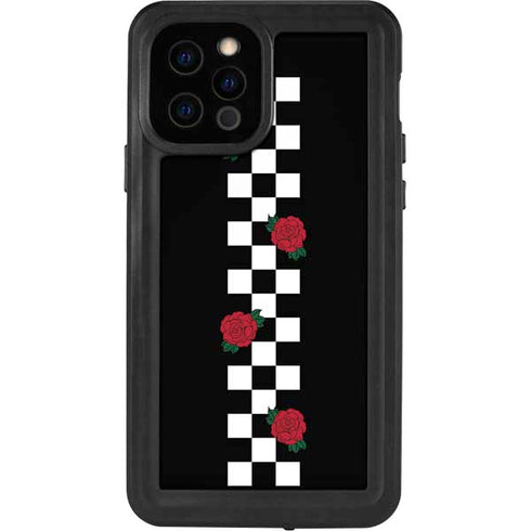 Rose Checkerboard iPhone 12 Pro Waterproof Case