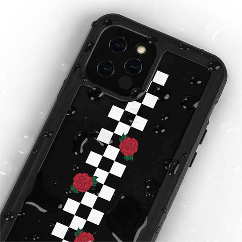 Rose Checkerboard iPhone 12 Pro Waterproof Case