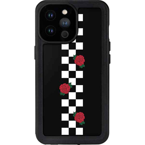Rose Checkerboard iPhone 14 Pro Max Waterproof Case