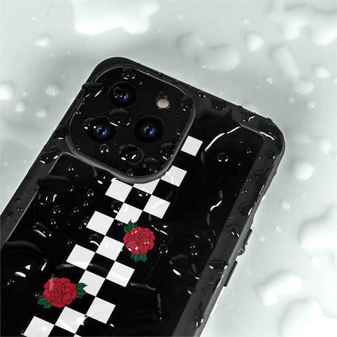 Rose Checkerboard iPhone 14 Pro Max Waterproof Case