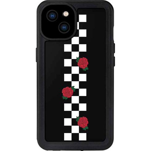 Rose Checkerboard iPhone 15 Plus Waterproof Case