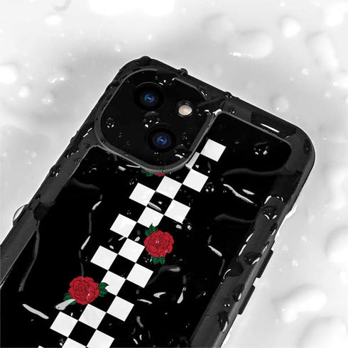 Rose Checkerboard iPhone 15 Plus Waterproof Case