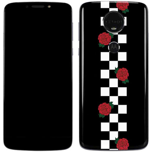Rose Checkerboard Moto E5 Plus Skin