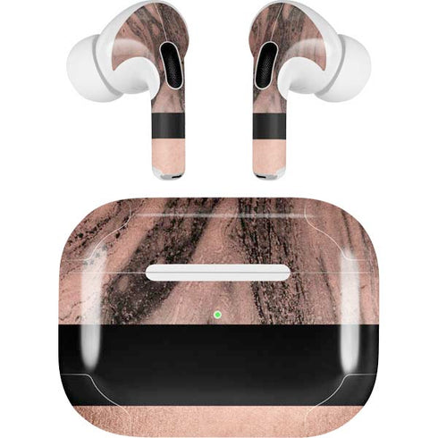 Rose Gold and Black Marble AirPods Pro 2nd Gen Skin