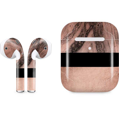 Rose Gold and Black Marble Apple AirPods 2 Skin
