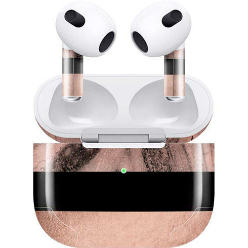 Rose Gold and Black Marble Apple AirPods (3rd Gen 2021) Skin
