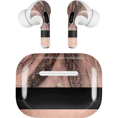 Rose Gold and Black Marble Apple AirPods Pro Skin