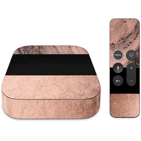 Rose Gold and Black Marble Apple TV Skin