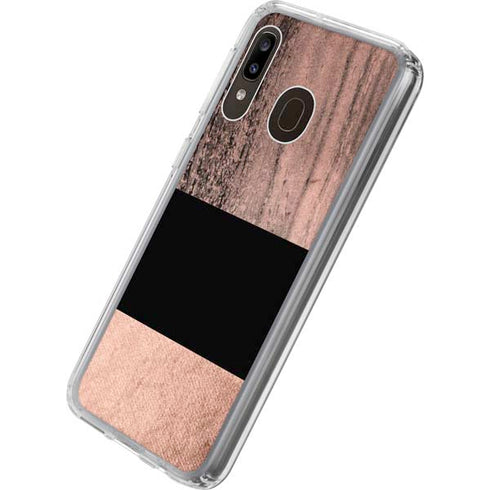 Rose Gold and Black Marble Galaxy A20 Clear Case