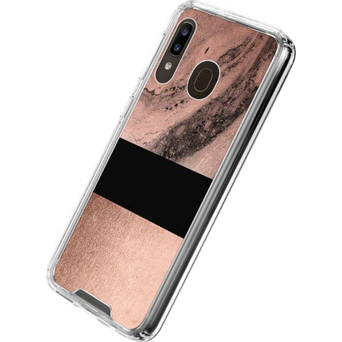 Rose Gold and Black Marble Galaxy A30 Clear Case