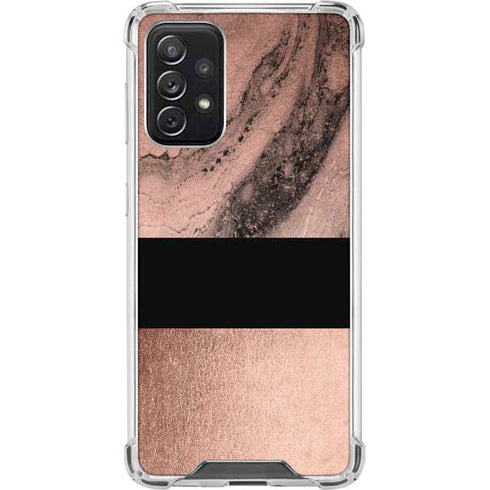 Rose Gold and Black Marble Galaxy A72 5G Clear Case