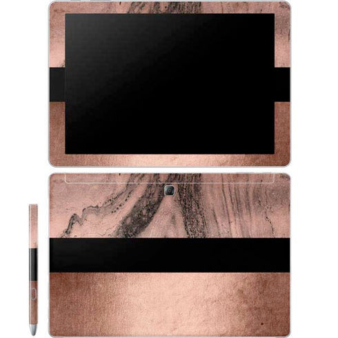 Rose Gold and Black Marble Galaxy Book 12in Skin
