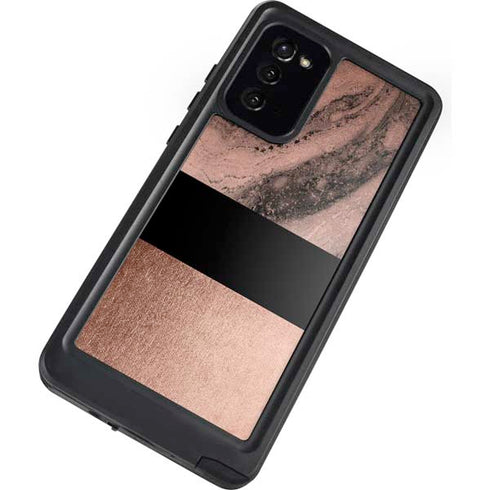 Rose Gold and Black Marble Galaxy Note20 5G Waterproof Case